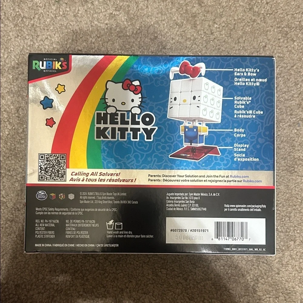 Hello Kitty Rubik's Cube & Plush Set - Red, White, Blue